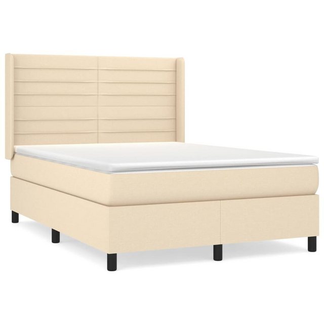 vidaXL Boxspringbett Boxspringbett mit Matratze Creme 140x200 cm Stoff Bett günstig online kaufen