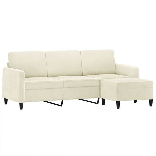 vidaXL Sofa 3-Sitzer-Sofa mit Hocker Creme 180 cm Samt günstig online kaufen