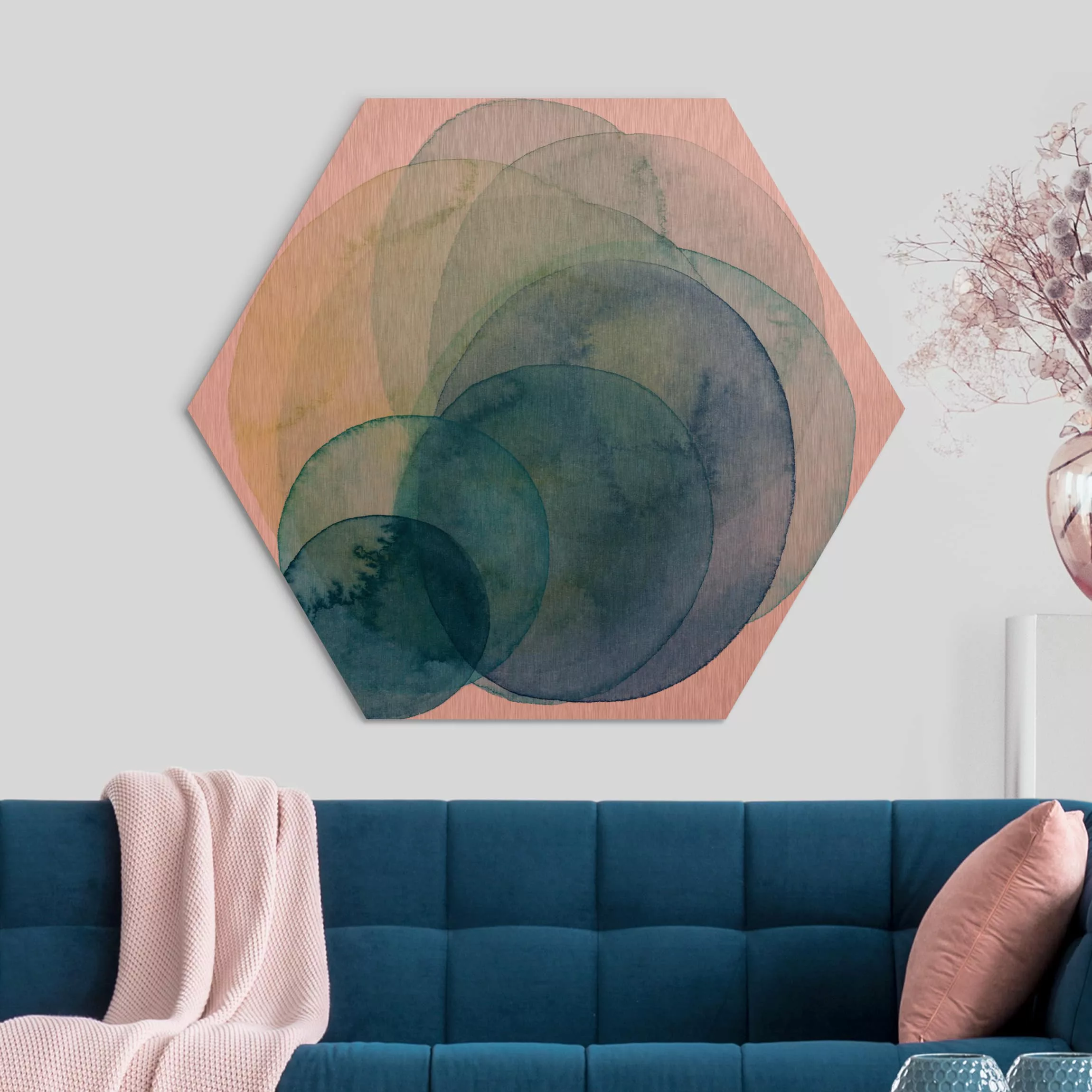 Hexagon-Alu-Dibond Bild Abstrakt Urknall - grün günstig online kaufen