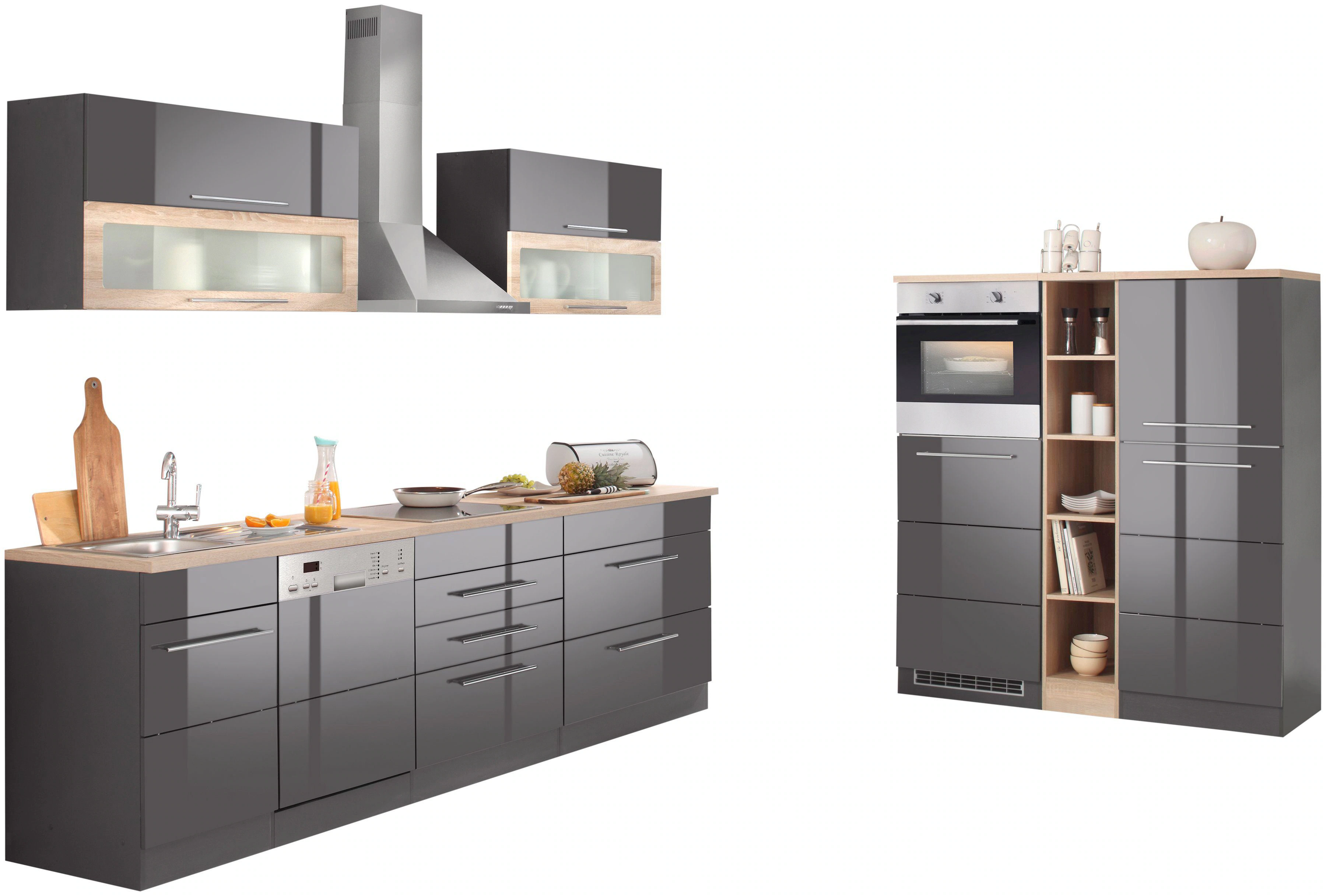 Kochstation Küchenzeile "KS-Wien", Breite 440 cm, wahlweise mit E-Geräten u günstig online kaufen