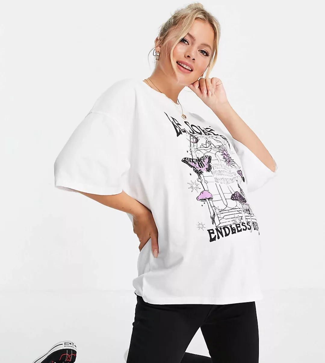 Topshop Maternity – Kurzärmliges Skater-T-Shirt in Weiß mit „Le Soleil“-Pri günstig online kaufen