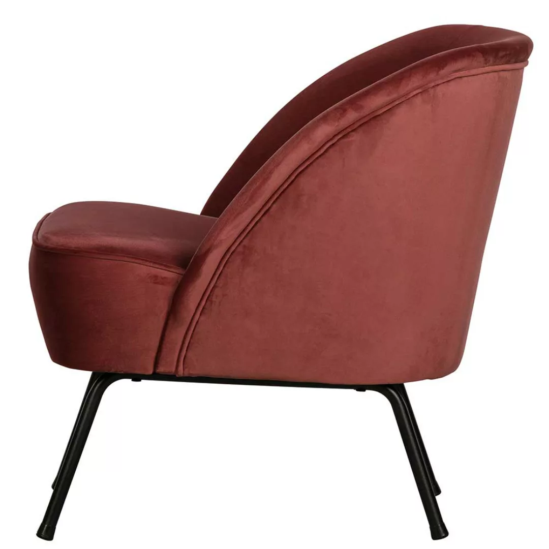 Lounge Sessel in Kastanienbraun Samt Retro Design günstig online kaufen