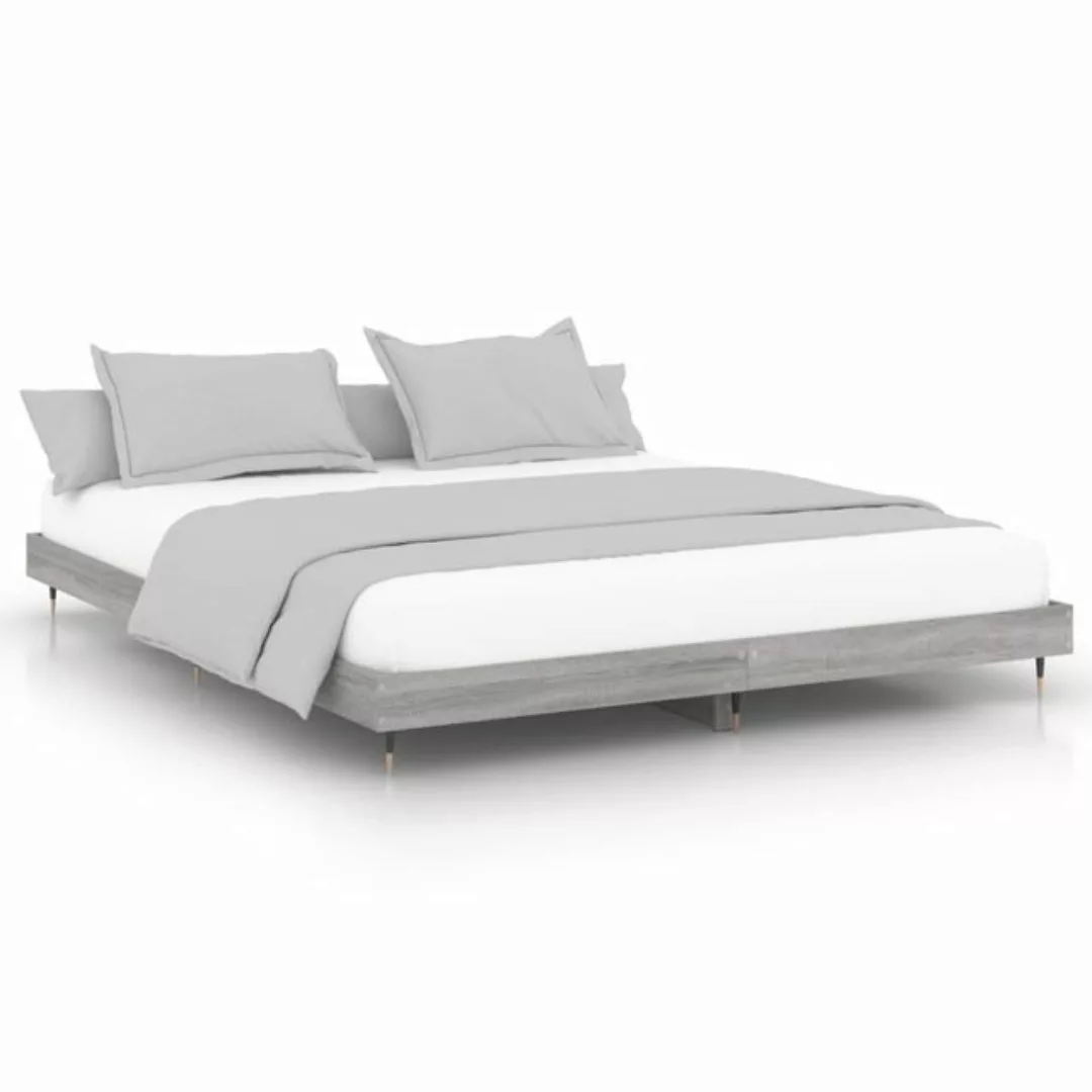 furnicato Bett Bettgestell Grau Sonoma 140x200 cm Holzwerkstoff günstig online kaufen