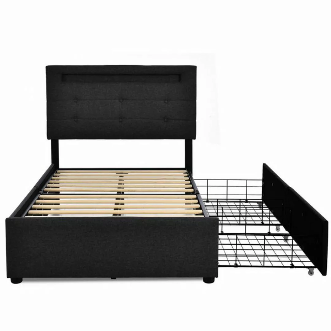 Gotagee Polsterbett Jugendbett Bettgestell mit LED Einzelbett 90x200cm Bett günstig online kaufen