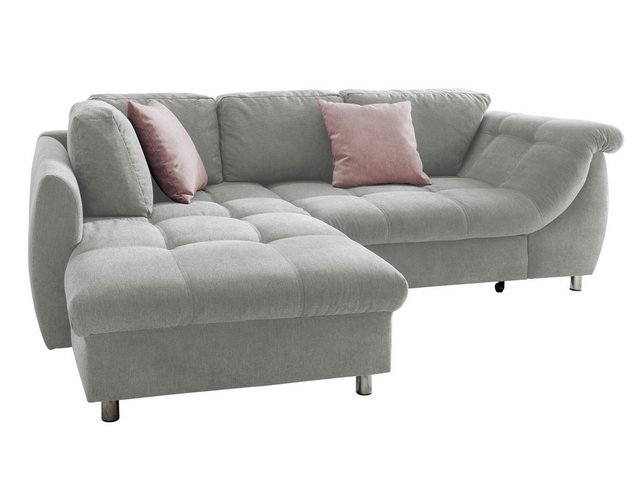 luma-home Ecksofa 17004, 250x190 cm, Ottomane links, Bettfunktion, Wellenun günstig online kaufen