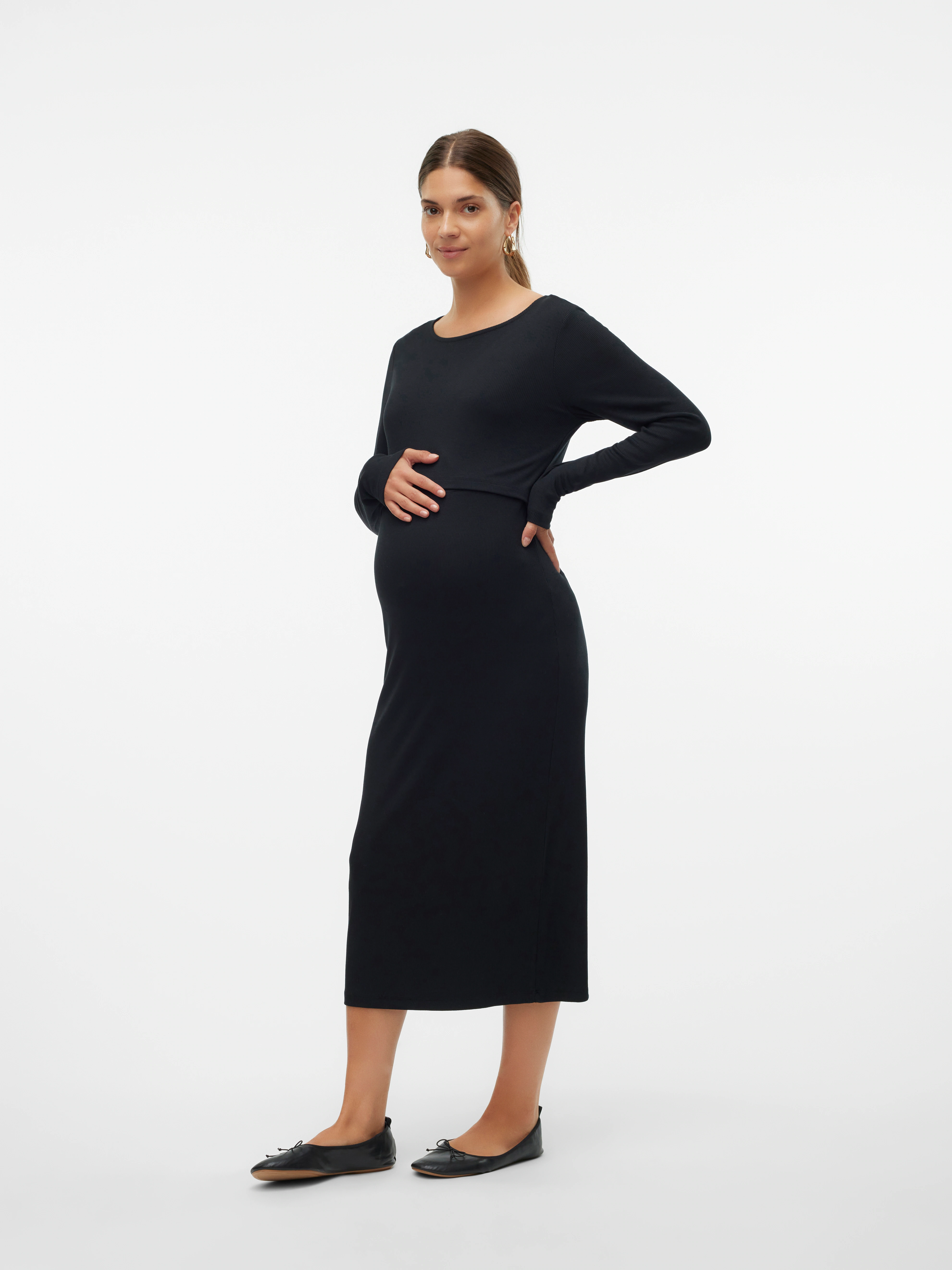 Mamalicious Umstandskleid "MLBRYNNA JUNE LS JRS MIDI DRESS 2F NOOS" günstig online kaufen