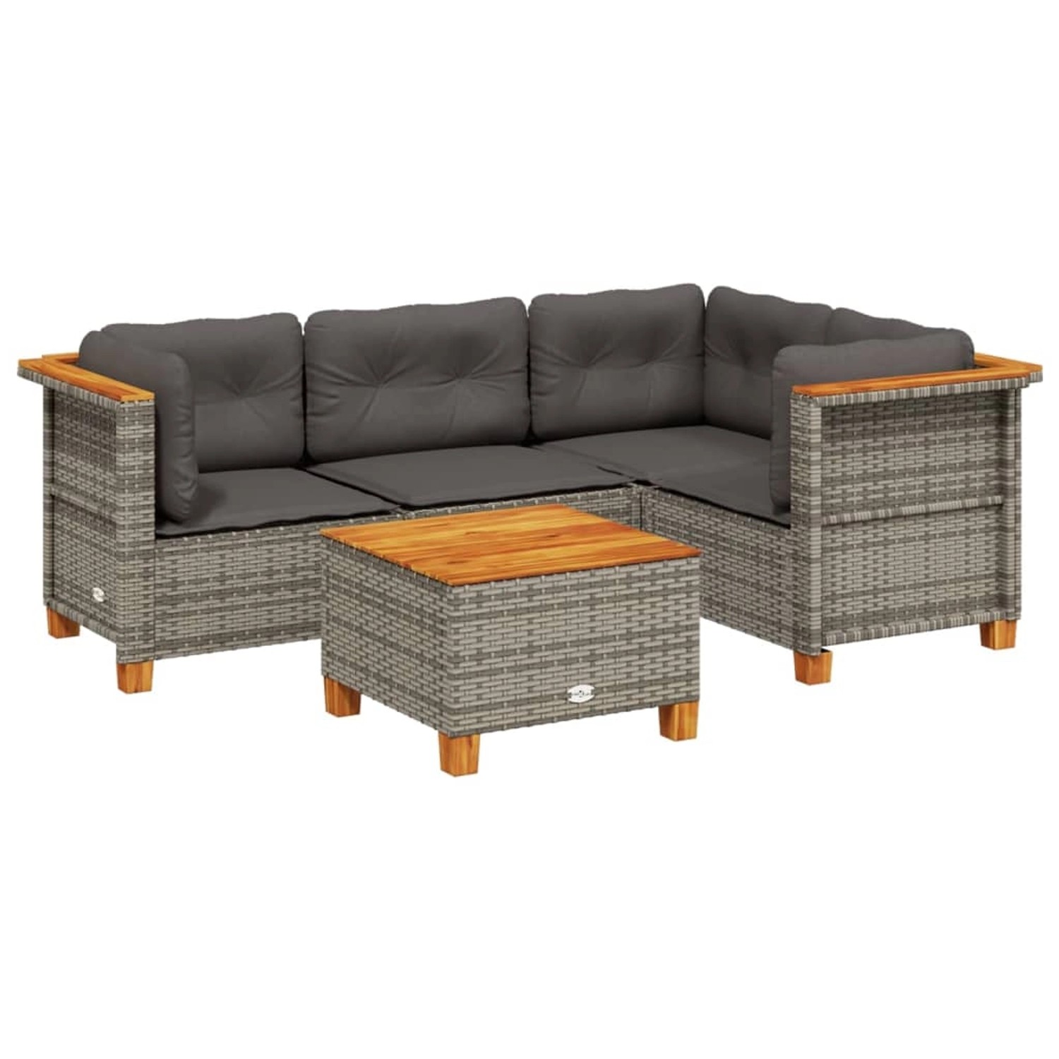 vidaXL 5-Tlg Garten-Sofagarnitur mit Kissen Grau Poly Rattan 3261804 günstig online kaufen