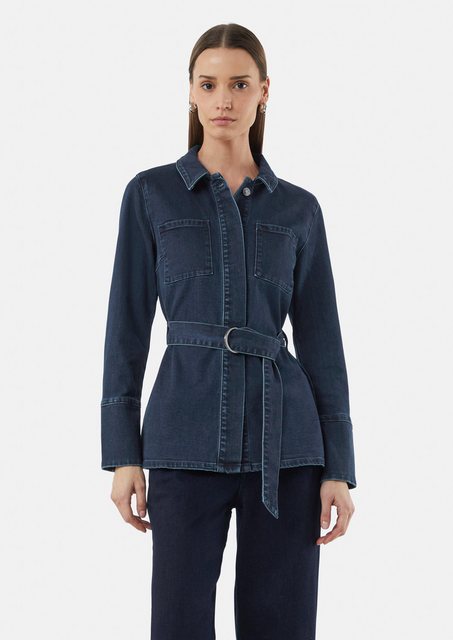 Comma Blusenblazer Elegante Denimjacke mit Umlegekragen und Bindegürtel günstig online kaufen