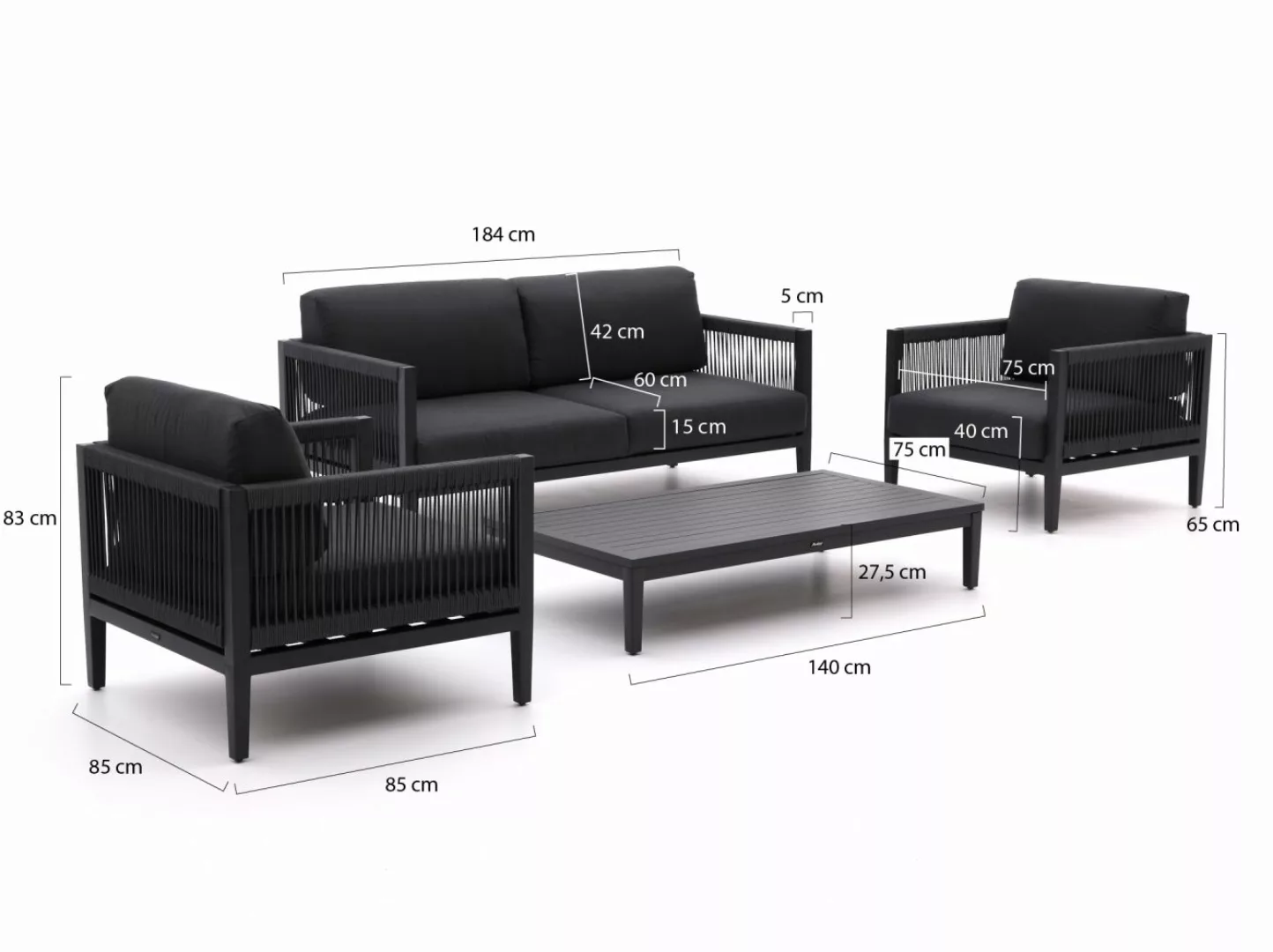 Manifesto Valero Sessel-Sofa Lounge-Set 4-teilig günstig online kaufen