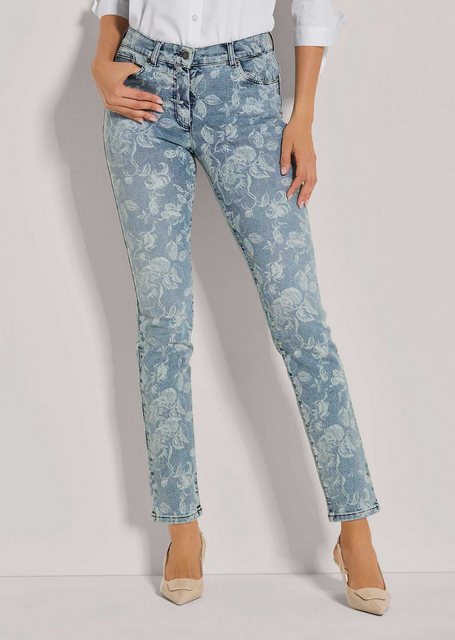 MADELEINE Gerade Jeans Schlanke Five-Pocket mit Unikat-Print günstig online kaufen