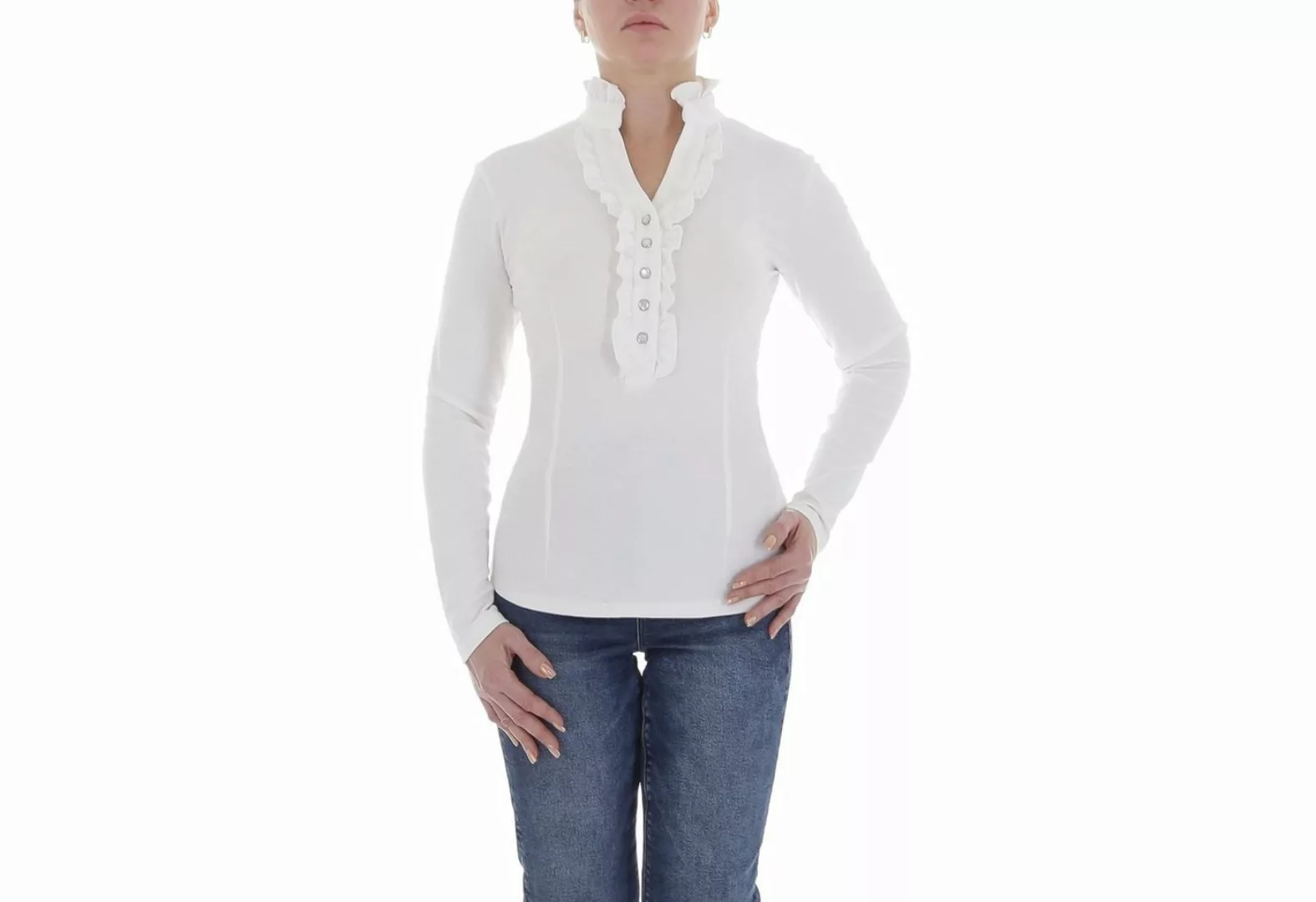 Ital-Design Langarmbluse Damen Elegant (85915901) Rüschen Stretch Top & Shi günstig online kaufen