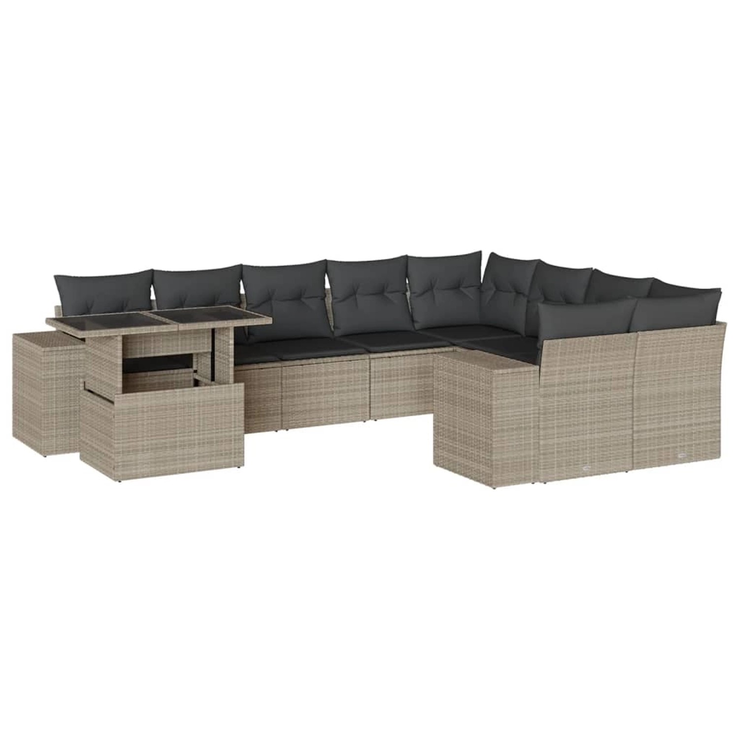 vidaXL 10-Tlg Garten-Sofagarnitur mit Kissen Hellgrau Poly Rattan 3269402 günstig online kaufen