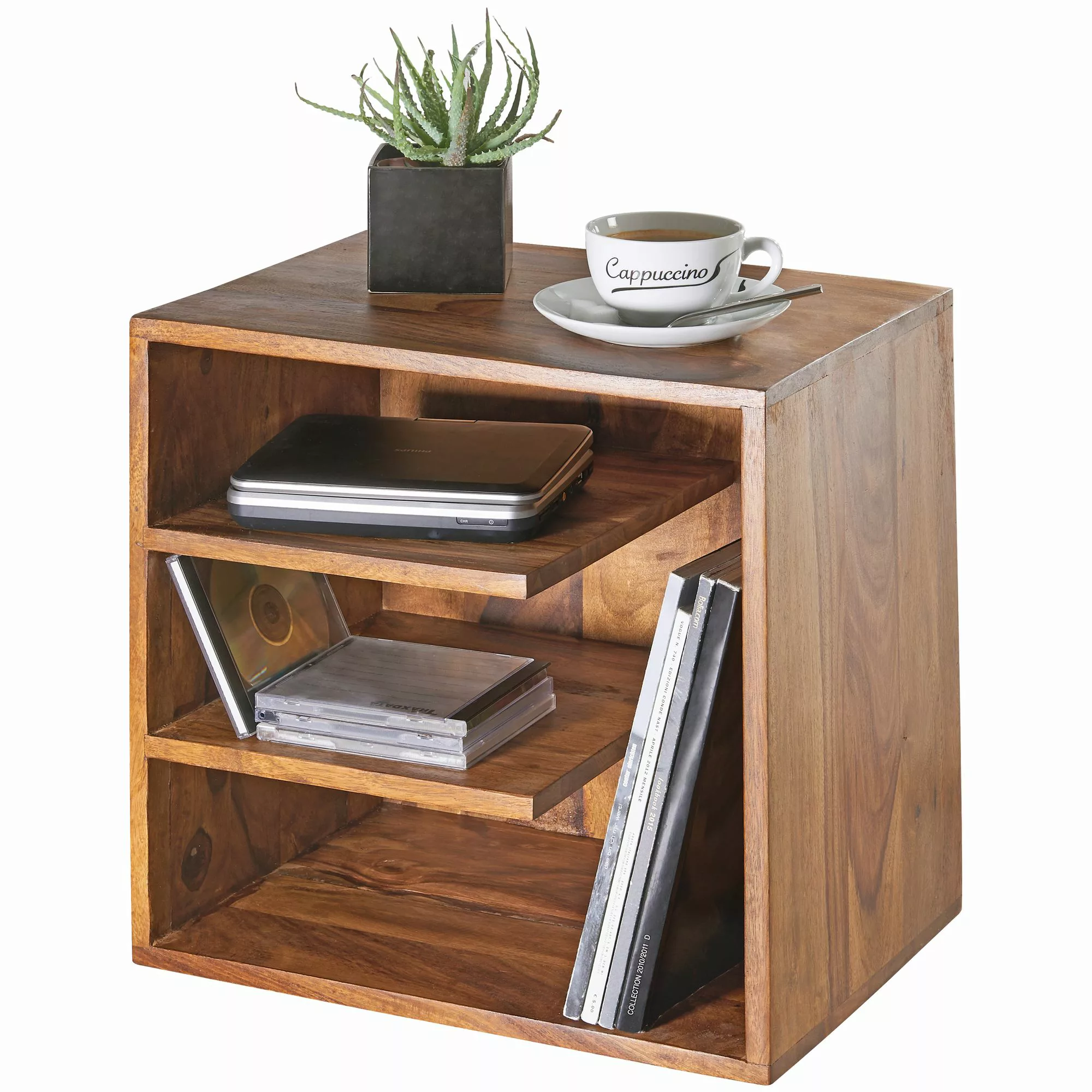 Beistelltisch 43x43x30 cm Sheesham Massivholz Design Nachttisch | Kleiner W günstig online kaufen
