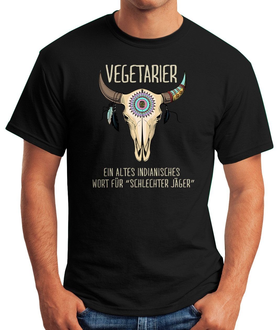 MoonWorks Print-Shirt Herren T-Shirt Vegetarier / günstig online kaufen