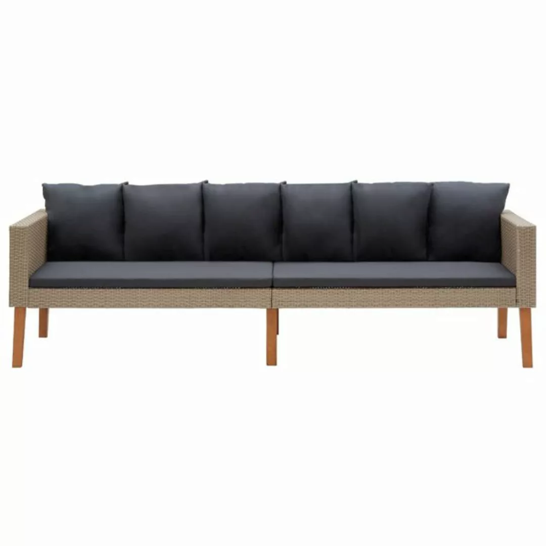 3-sitzer-gartensofa Mit Auflagen Poly Rattan Beige günstig online kaufen