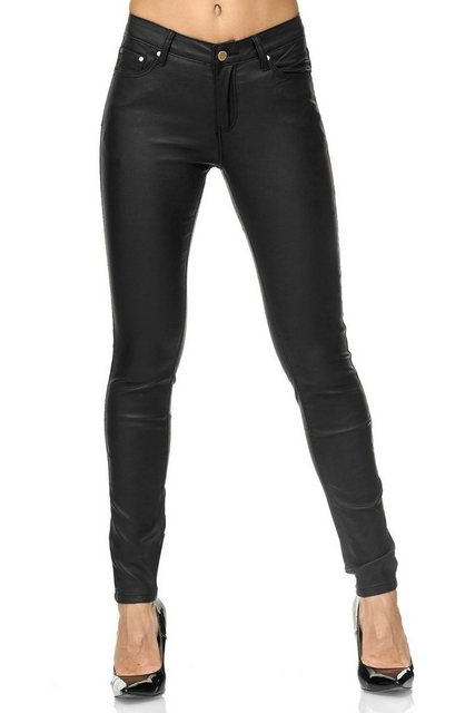 Elara Lederhose Elara Damen Hose Kunstleder Push Up Effekt (1-tlg) günstig online kaufen