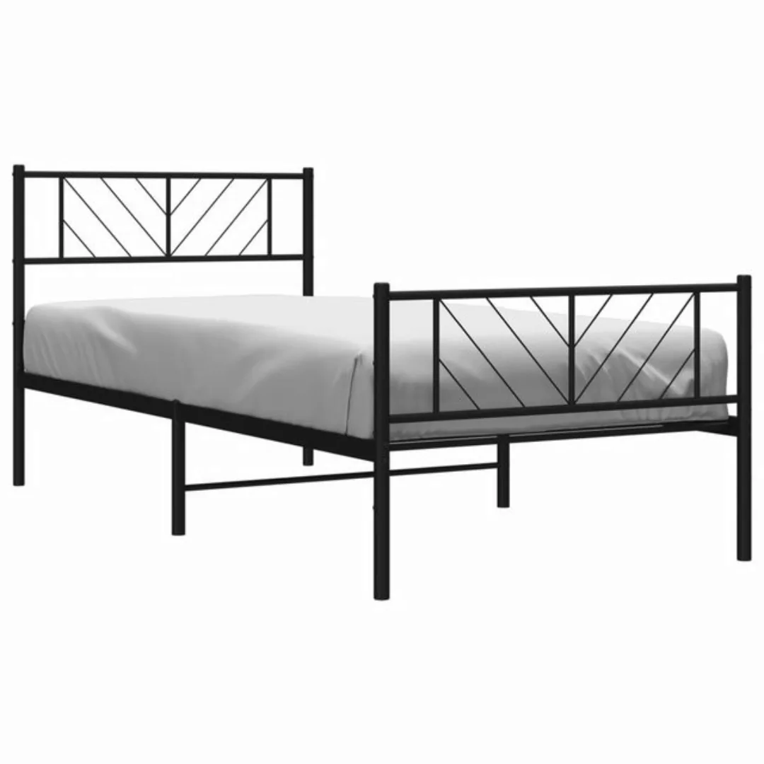 vidaXL Bett Bettgestell mit Kopf- und Fußteil Metall Schwarz 100x190 cm günstig online kaufen