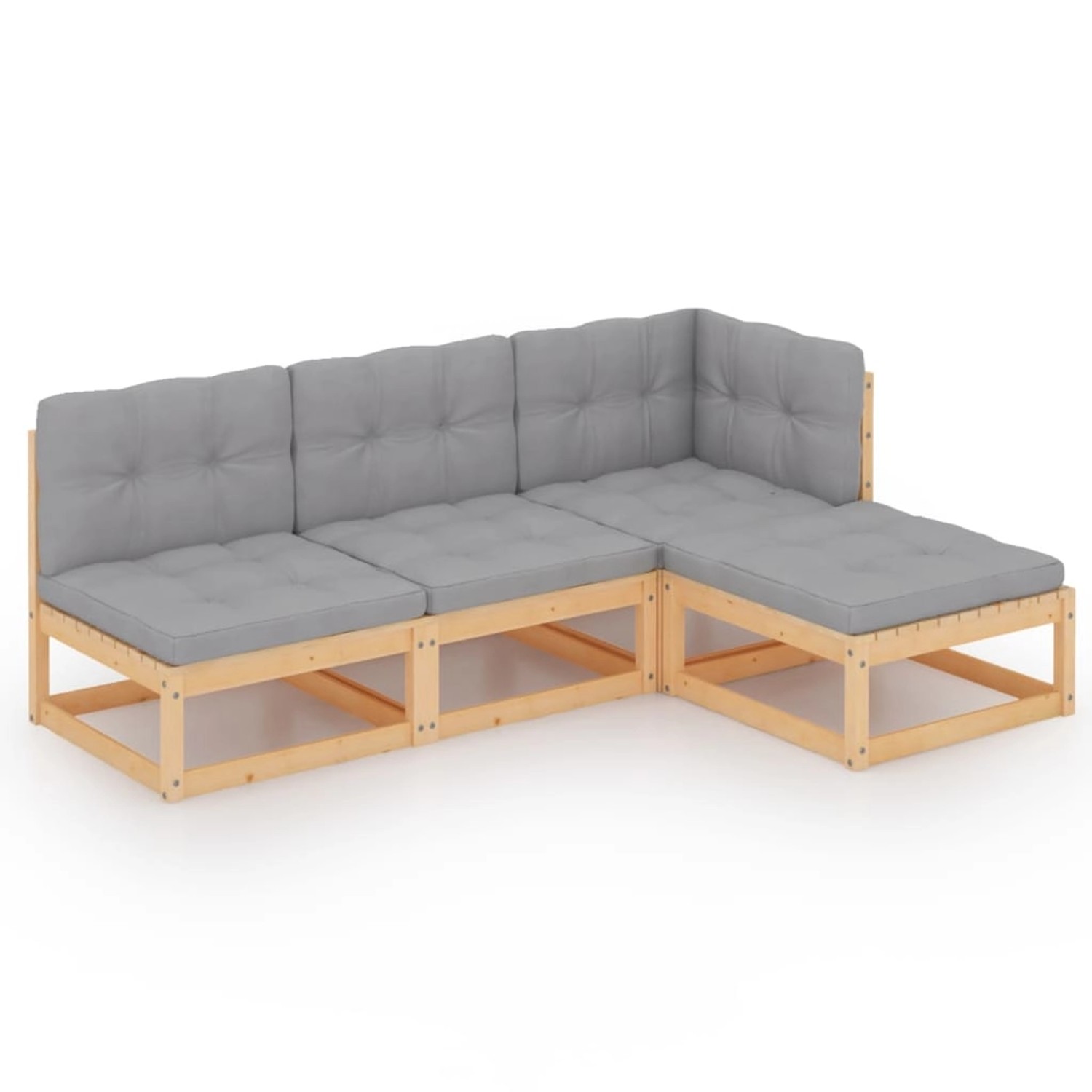 4-tlg. Garten-lounge-set Mit Kissen Kiefer Massivholz günstig online kaufen