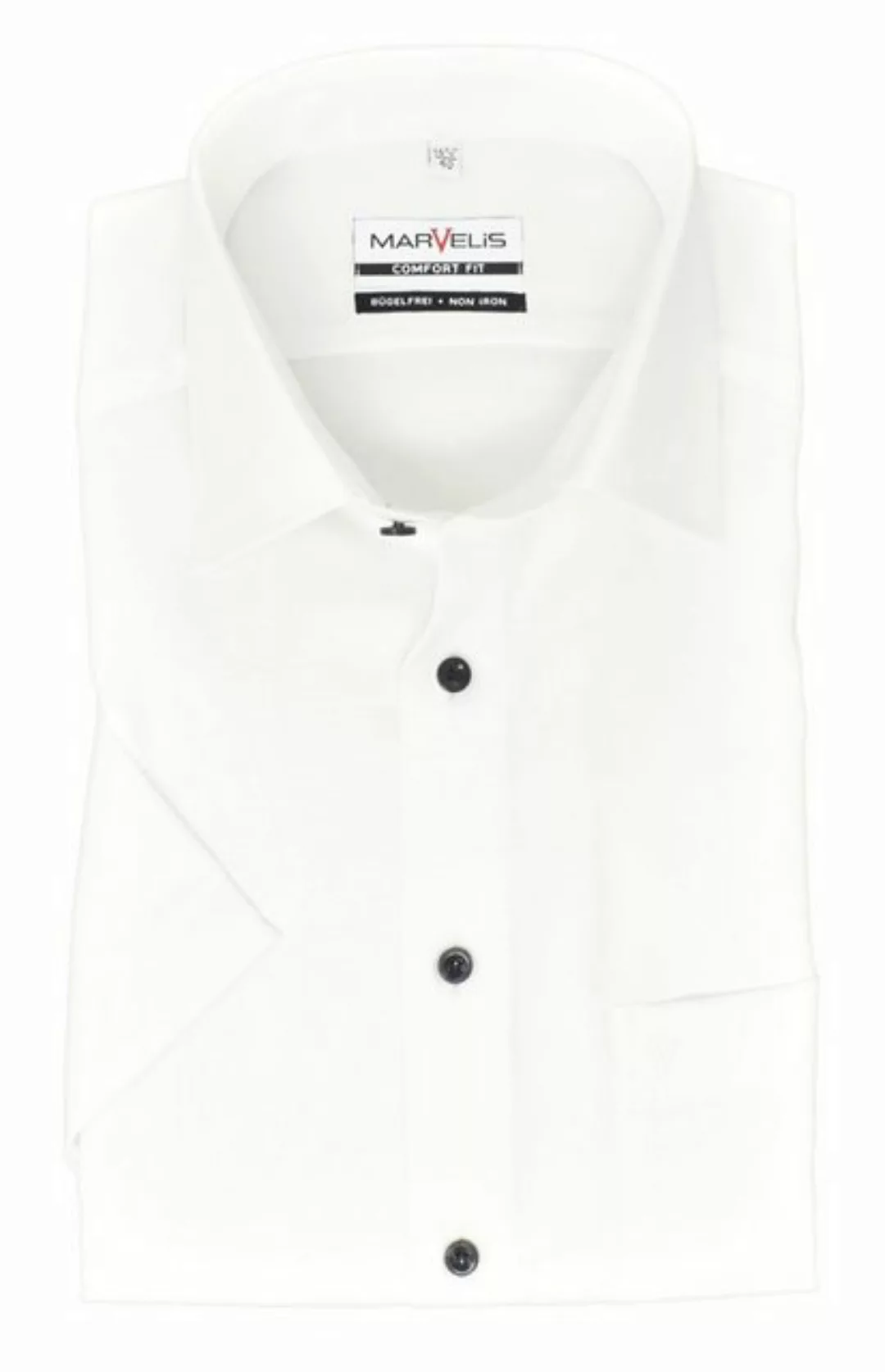 MARVELIS Kurzarmhemd Kurzarmhemd - Comfort Fit - Einfarbig - Weiß günstig online kaufen