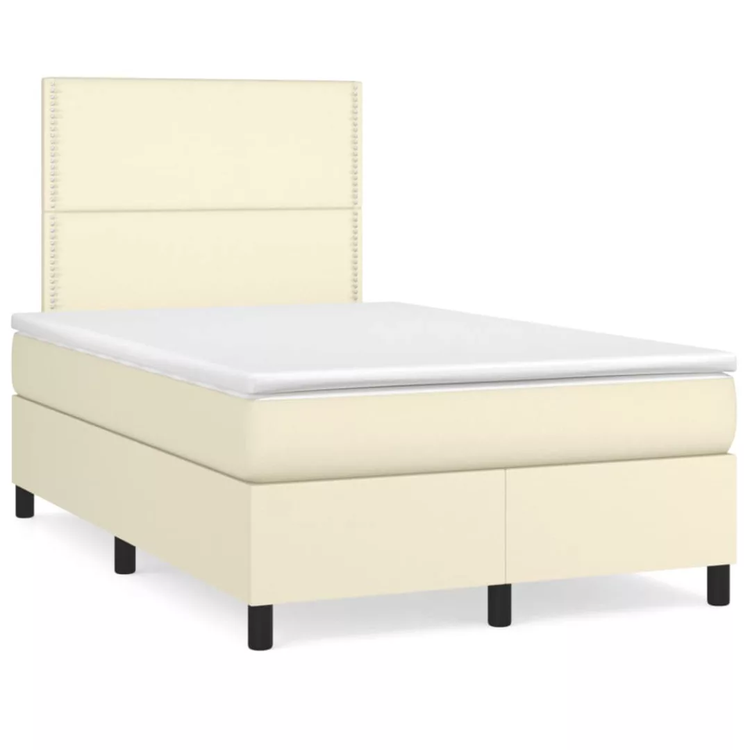 Vidaxl Boxspringbett Mit Matratze Creme 120x200 Cm Kunstleder günstig online kaufen