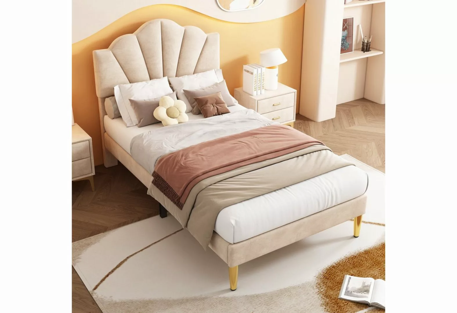 MODFU Polsterbett Muschelartiges Bett (90 X 200 CM Ohne Matratze), Höhenver günstig online kaufen