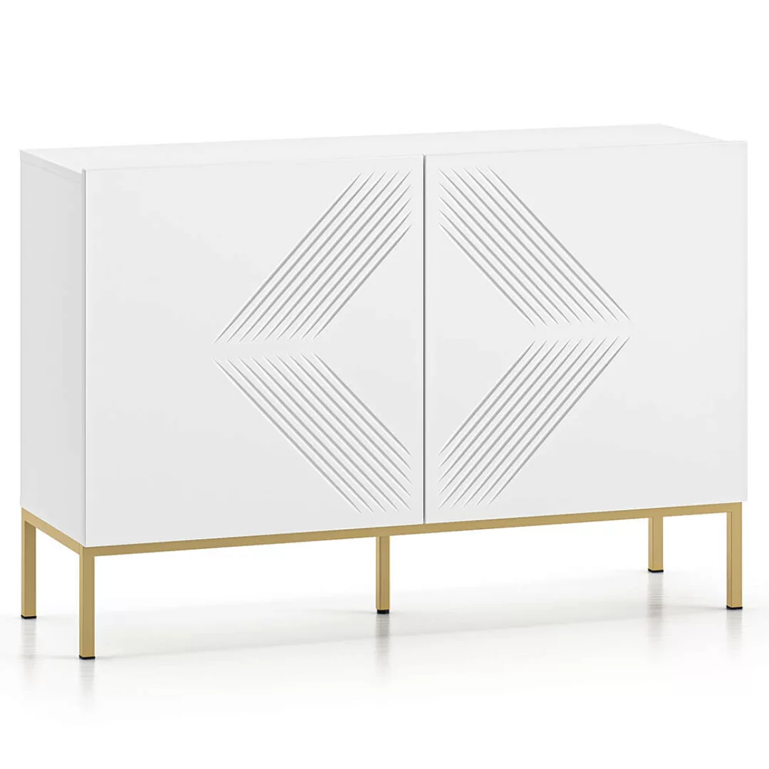 Sideboard 114cm in weiß, goldfarbenes Fußgestell CHENNAI-131 günstig online kaufen