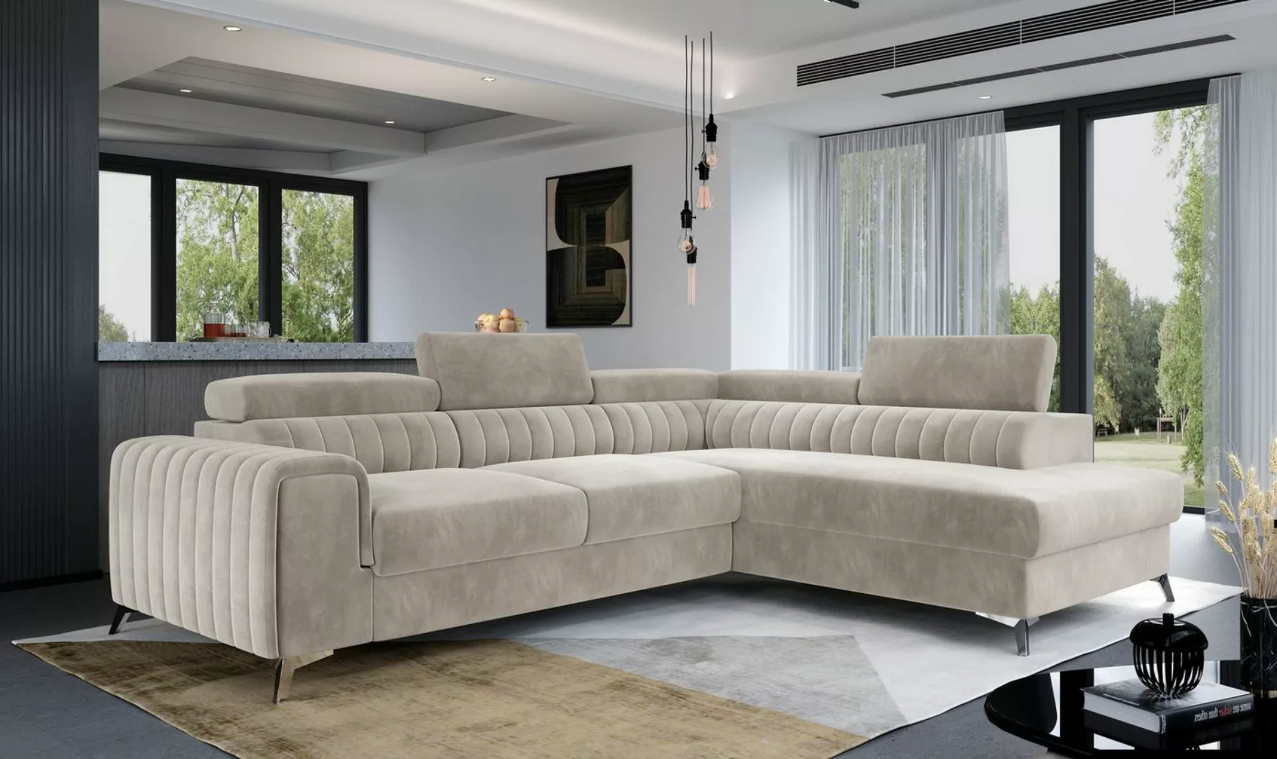 MOEBLO Ecksofa OLIVIER, mit Schlaffunktion und Bettkasten, Couch für Wohnzi günstig online kaufen