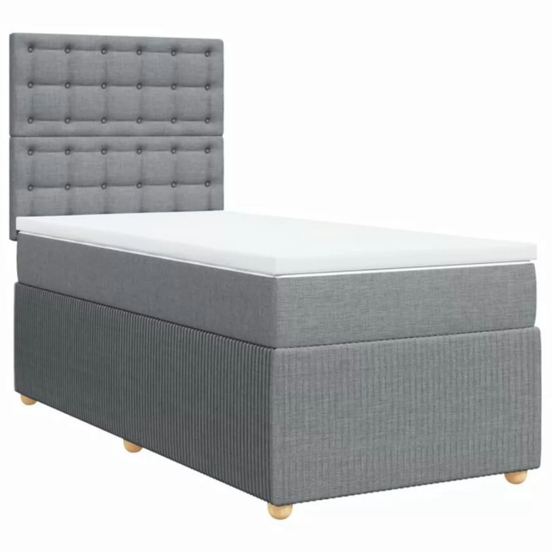 vidaXL Boxspringbett, Boxspringbett mit Matratze Hellgrau 80x200 cm Stoff günstig online kaufen