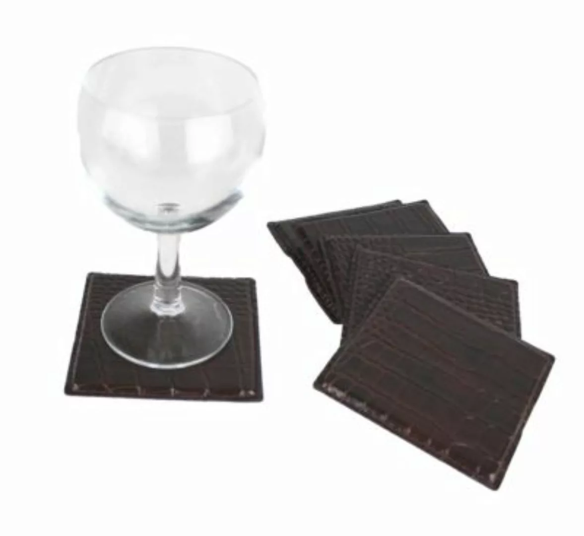 Signature Home Collection Glasuntersetzer 6-er Set Kroko Joseph dunkelbraun günstig online kaufen