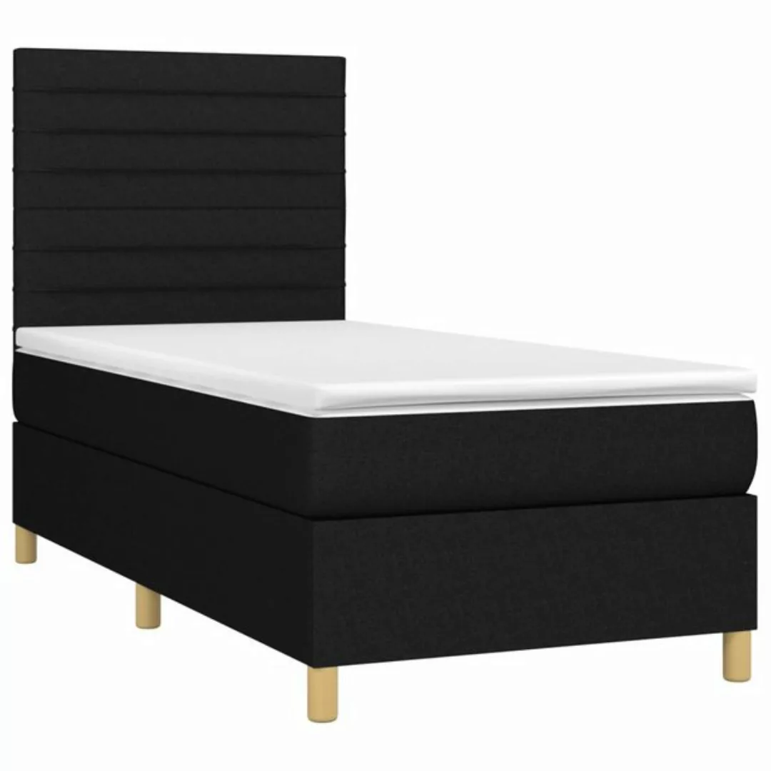 vidaXL Boxspringbett Boxspringbett mit Matratze LED Schwarz 100x200 cm Stof günstig online kaufen