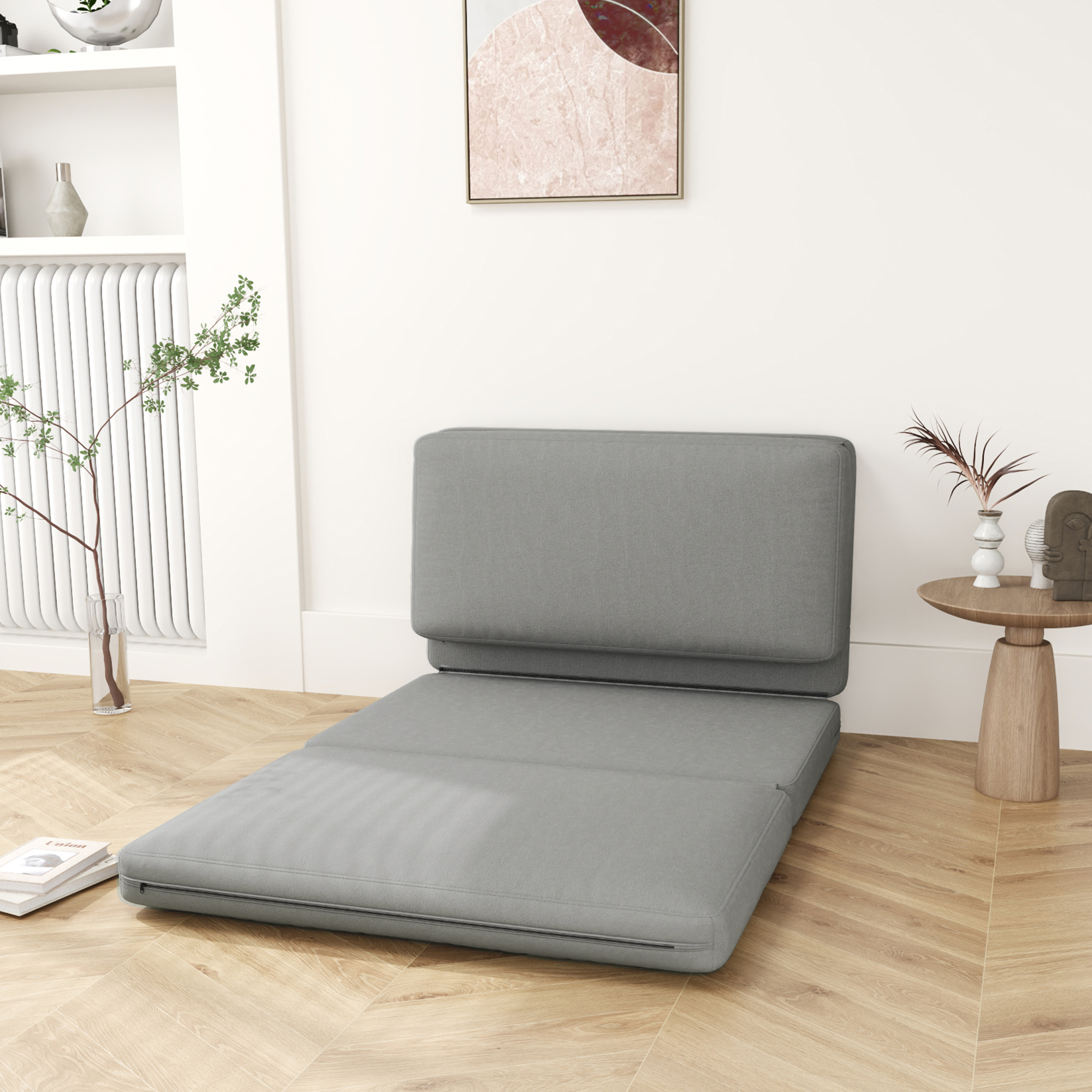 HOMCOM Bodensofa 3-in-1 Klappbar Schlafsofa mit Samtoptik, Gepolstert Sofab günstig online kaufen