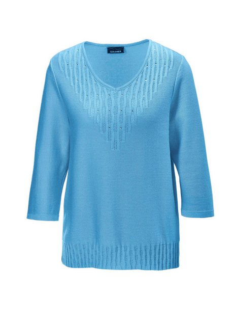 GOLDNER Strickpullover Kurzgröße: Pullover mit schönem Ajourmuster günstig online kaufen