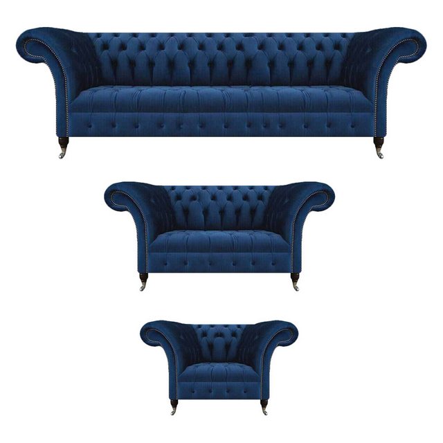 JVmoebel Chesterfield-Sofa Designer Set 3tlg Wohnzimmer Designer Polstermöb günstig online kaufen