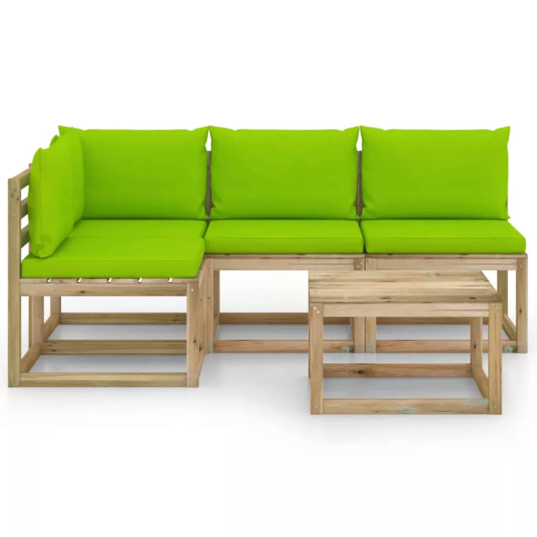 5-tlg. Garten-lounge-set Mit Hellgrünen Kissen günstig online kaufen