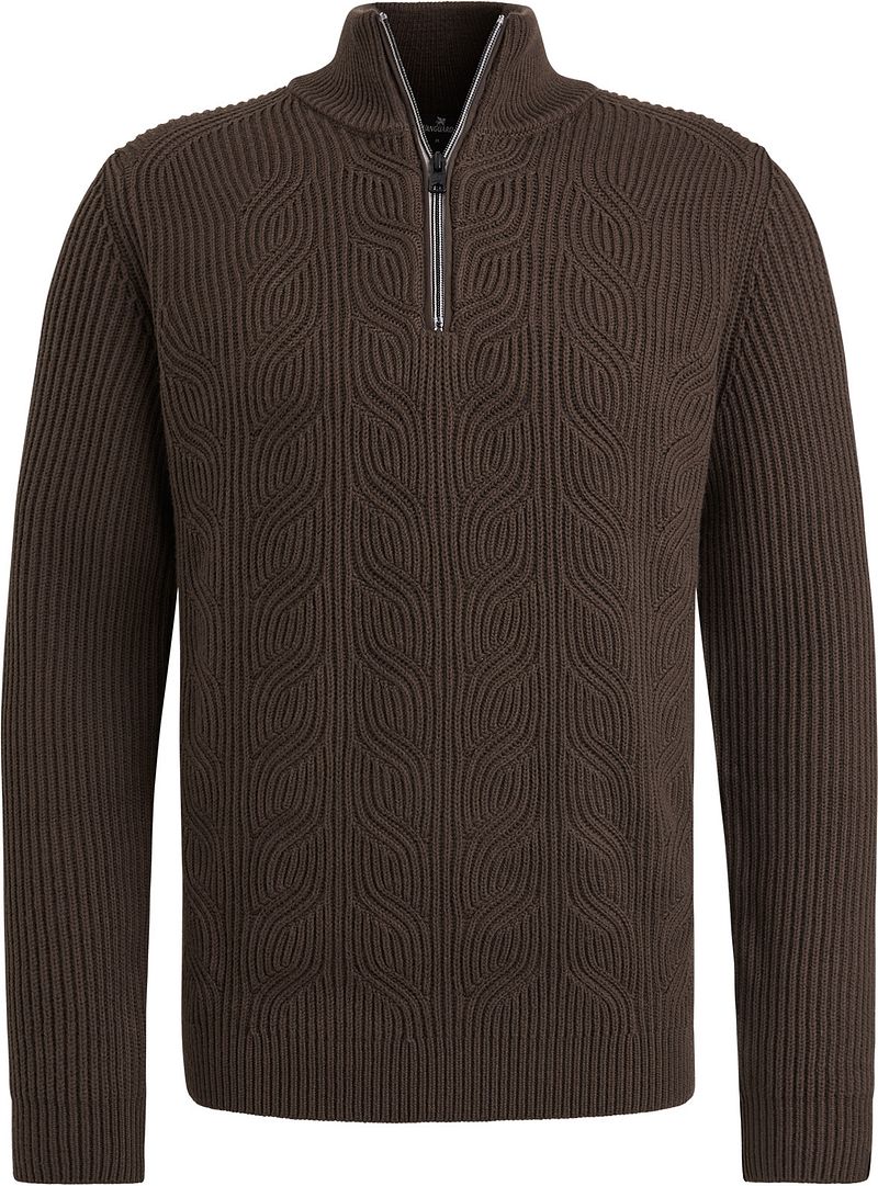 Vanguard Halfzip Pullover Struktur Wool Mix Braun - Größe M günstig online kaufen