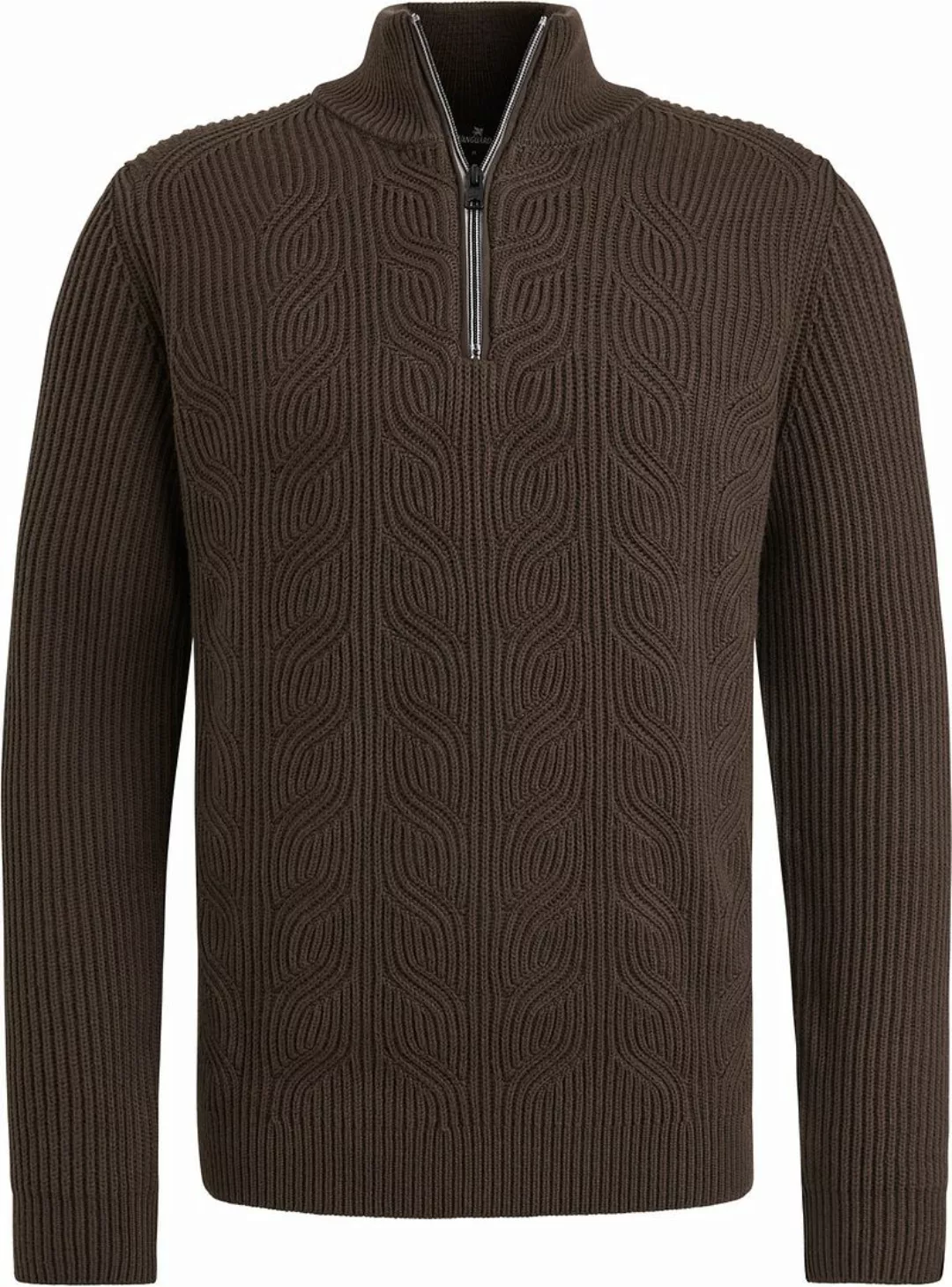 Vanguard Halfzip Pullover Struktur Wool Mix Braun - Größe L günstig online kaufen