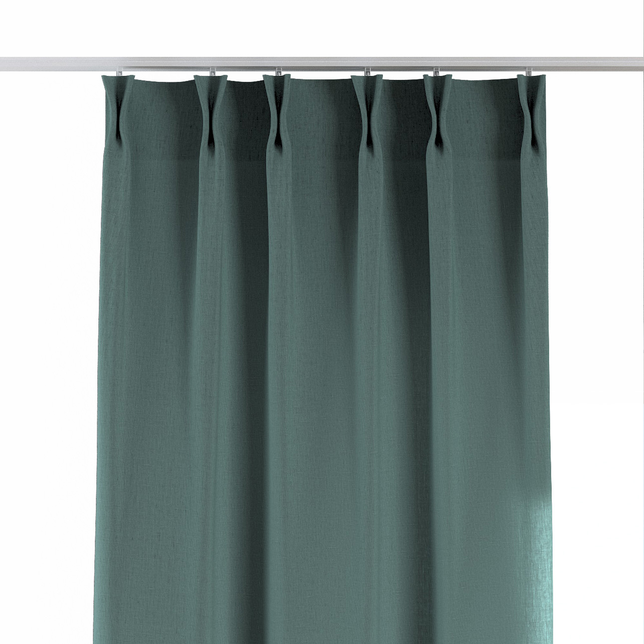 Vorhang mit flämischen 2-er Falten, grau-blau, Leinen (159-11) günstig online kaufen