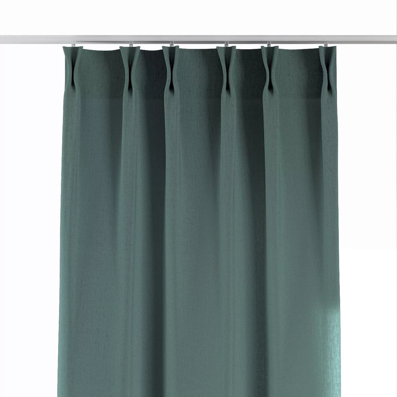Vorhang mit flämischen 2-er Falten, grau-blau, Leinen (159-11) günstig online kaufen