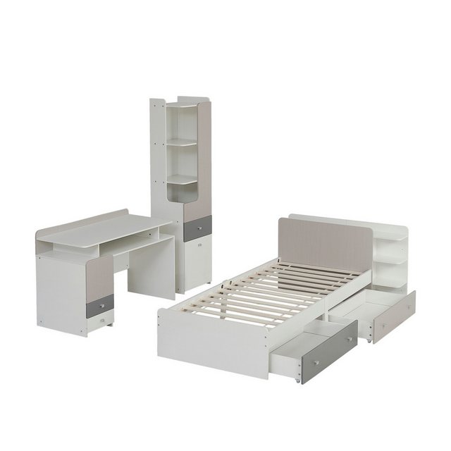 HAUSS SPLOE Holzbett Komplettschlafzimmer Set, Einzelbett, Schreibtisch, Bü günstig online kaufen