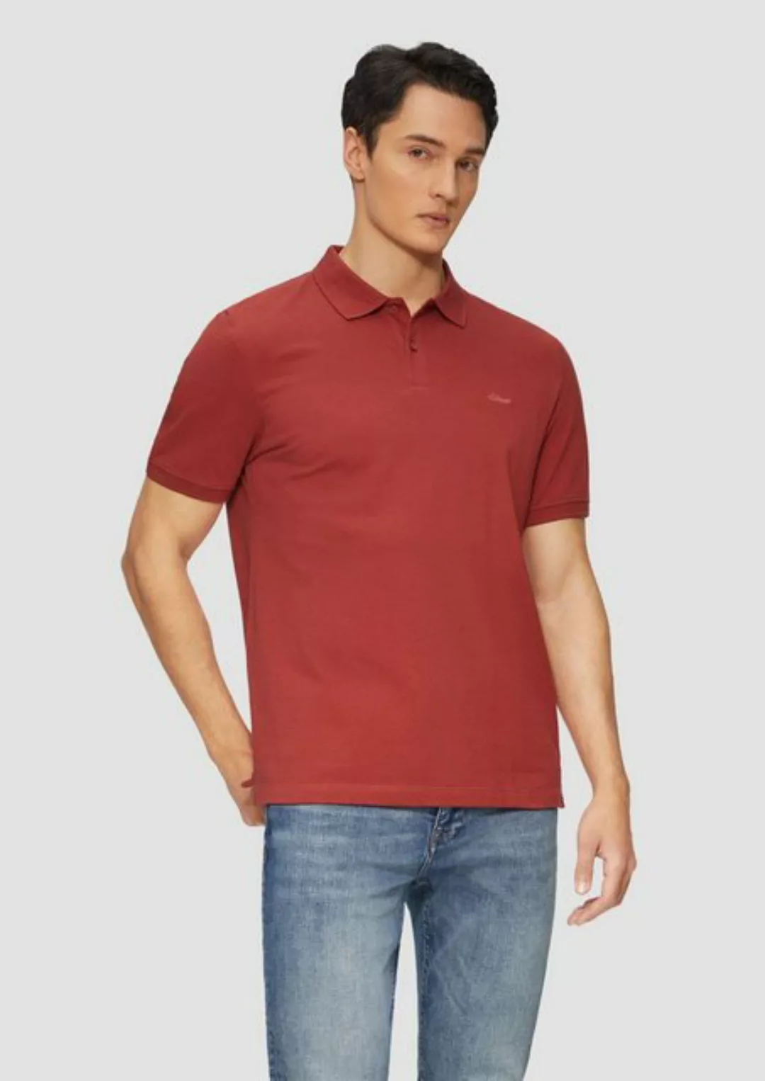 s.Oliver Kurzarmshirt Poloshirt aus Baumwollpiqué Logo günstig online kaufen