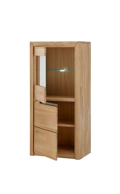 expendio Vitrine Pisa 1 Eiche bianco massiv 63x134x41 montiert mit Beleucht günstig online kaufen