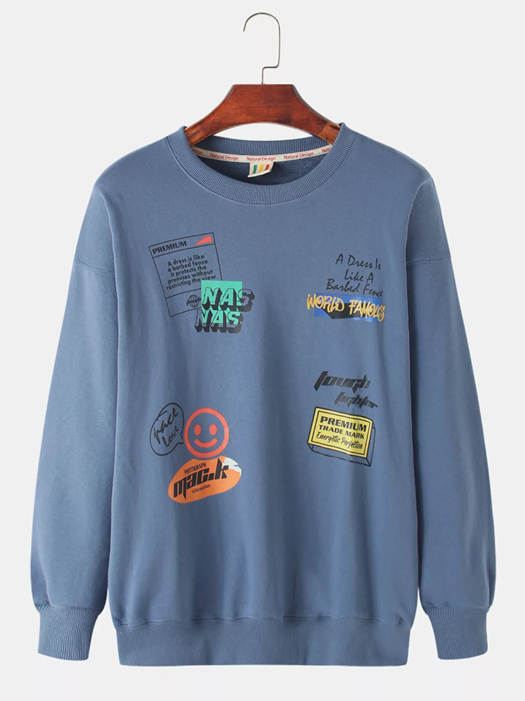 Funny Letter Print für Herren Lässig Entspannt Pullover Pullover mit Rundha günstig online kaufen