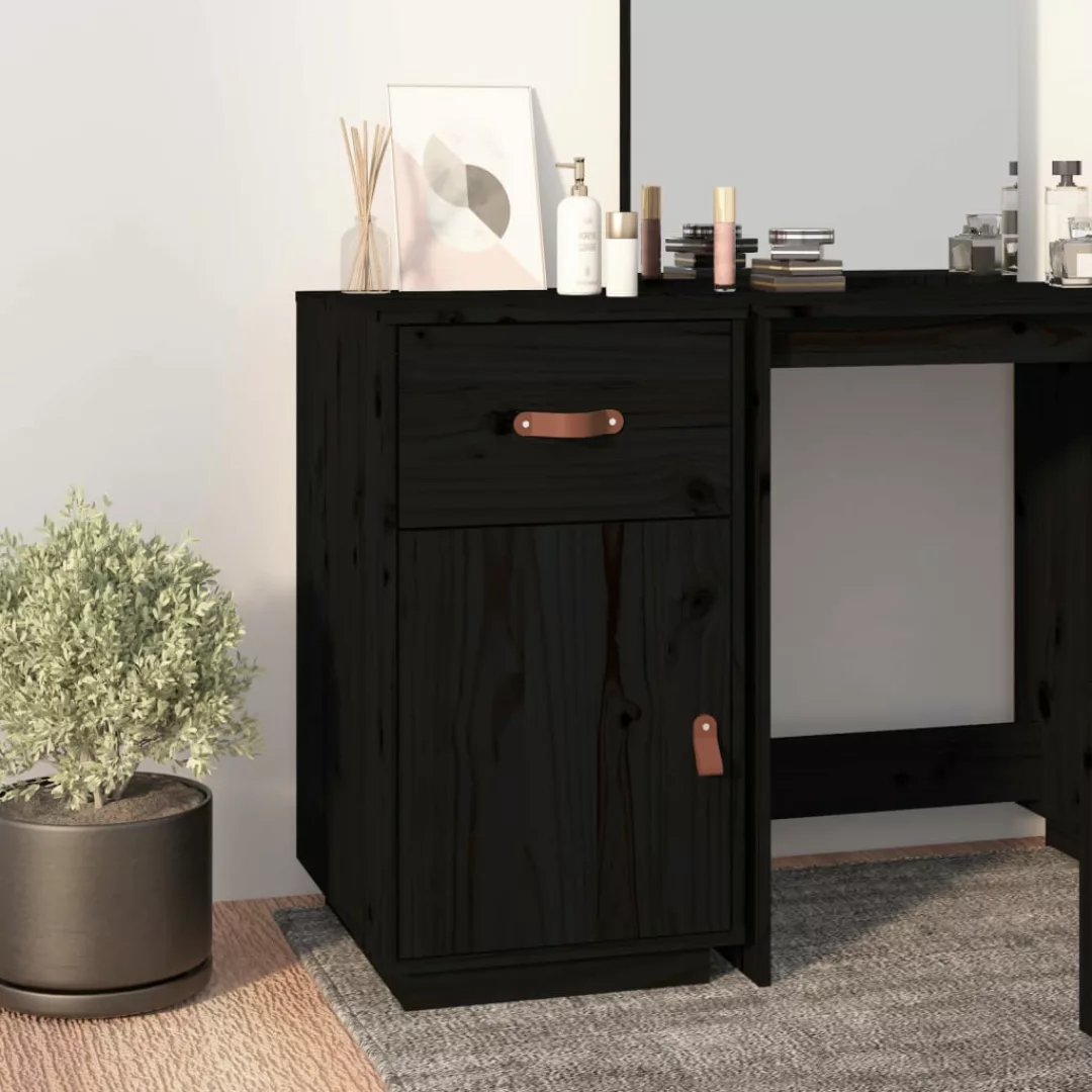 vidaXL Aktenschrank Schreibtisch-Schrank Schwarz 40x50x75 cm Massivholz Kie günstig online kaufen