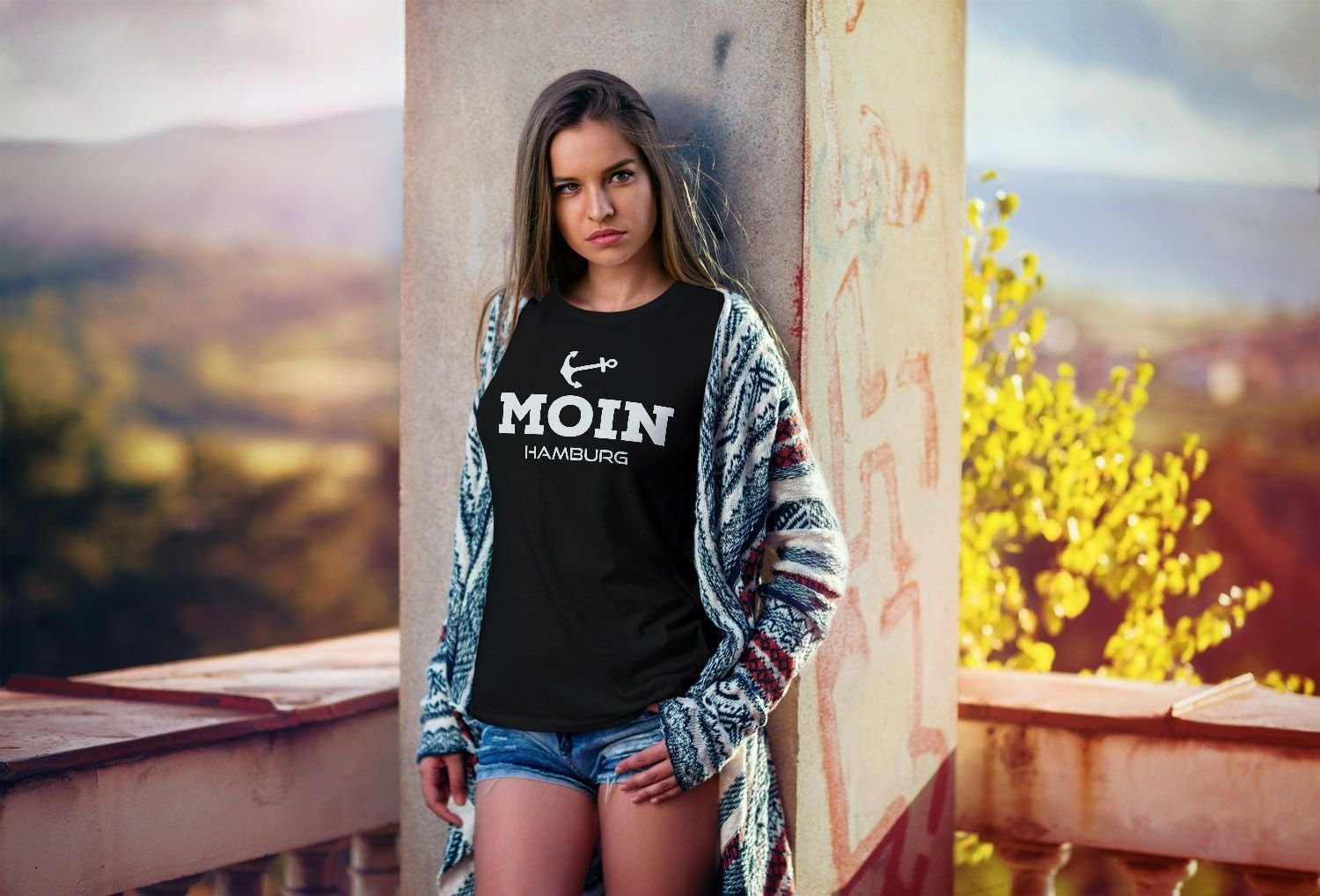 MoonWorks Print-Shirt Damen T-Shirt Moin Hamburg günstig online kaufen