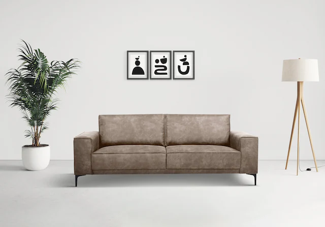 Places of Style 3-Sitzer »3er Sofa Oland, Struktur, Flachgewebe, Luxus-Micr günstig online kaufen