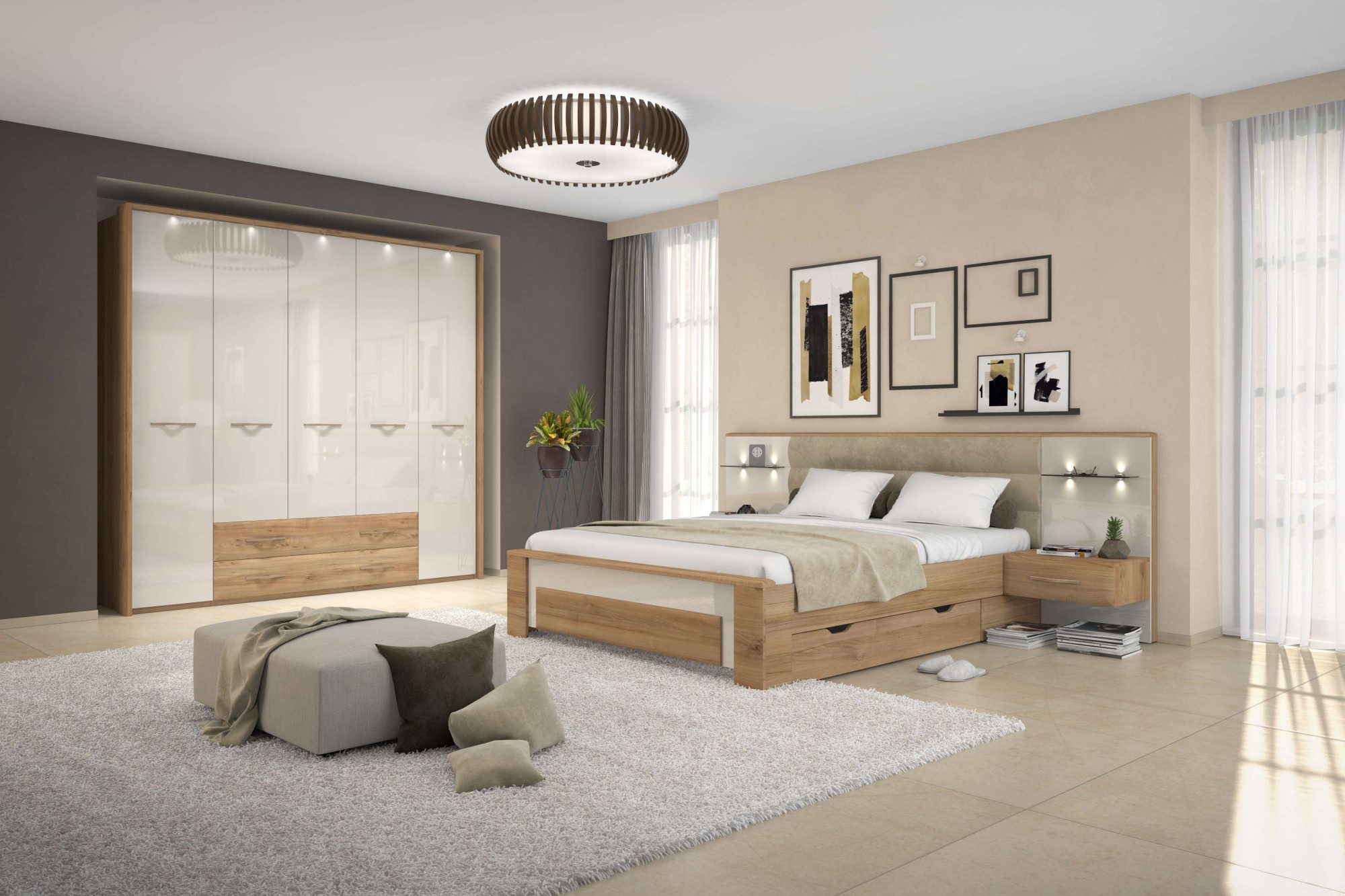 Home affaire Kleiderschrank "Gala, beige hochglänzend UV lackiert, kratzfes günstig online kaufen