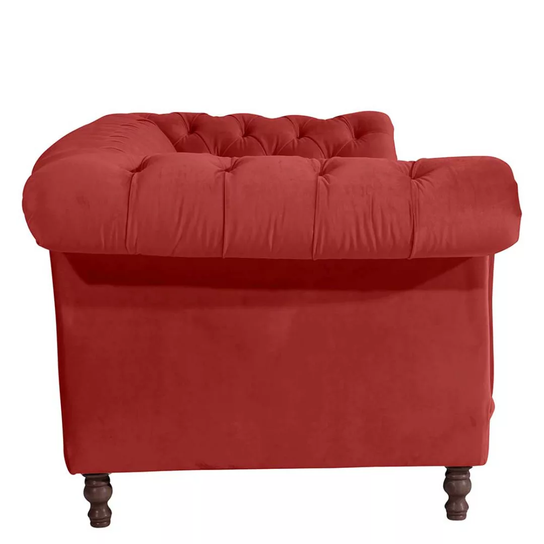 Neobarock Dreisitzer Couch in Ziegel Rot Samtvelours Bezug günstig online kaufen