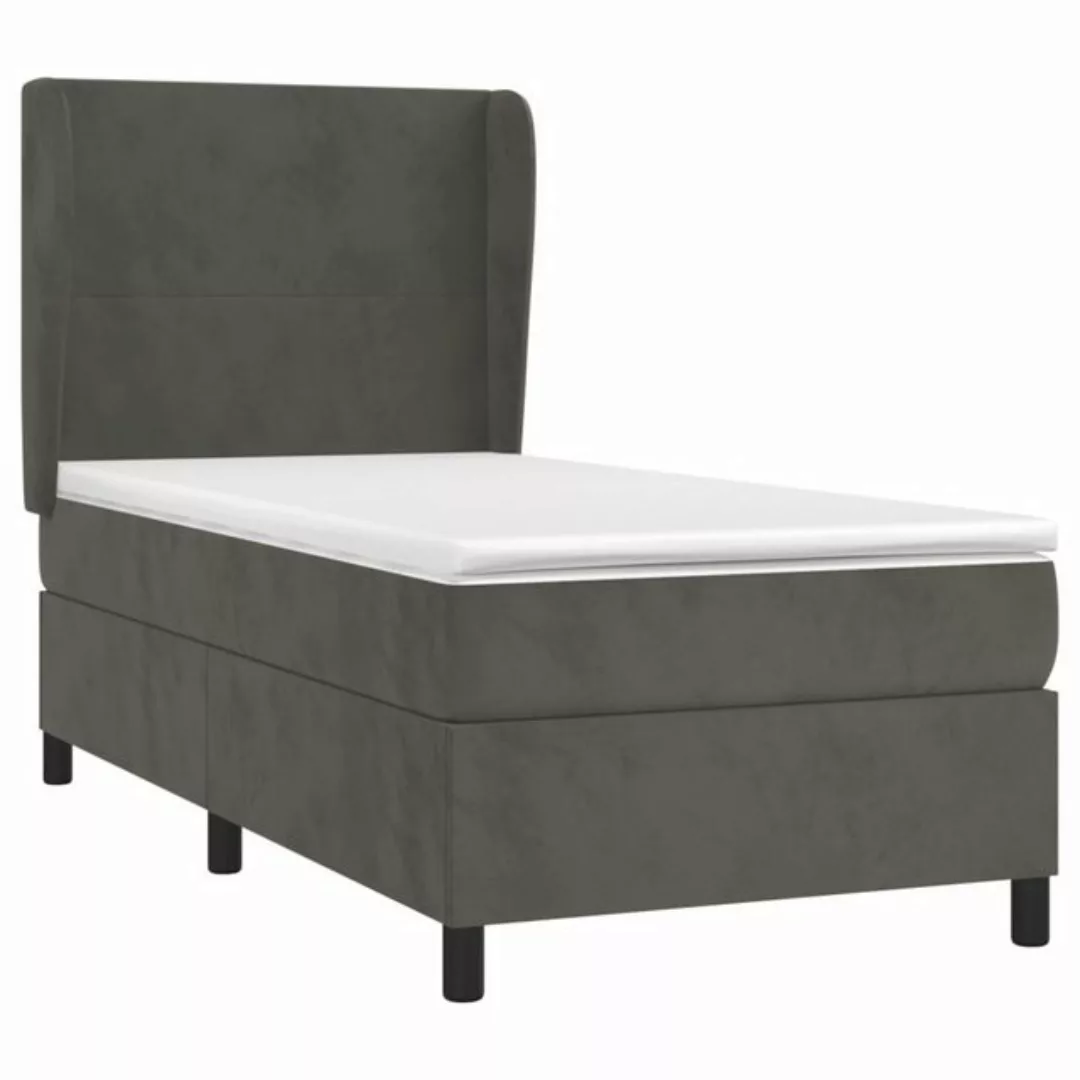 vidaXL Bett Boxspringbett mit Matratze Dunkelgrau 80x200 cm Samt günstig online kaufen