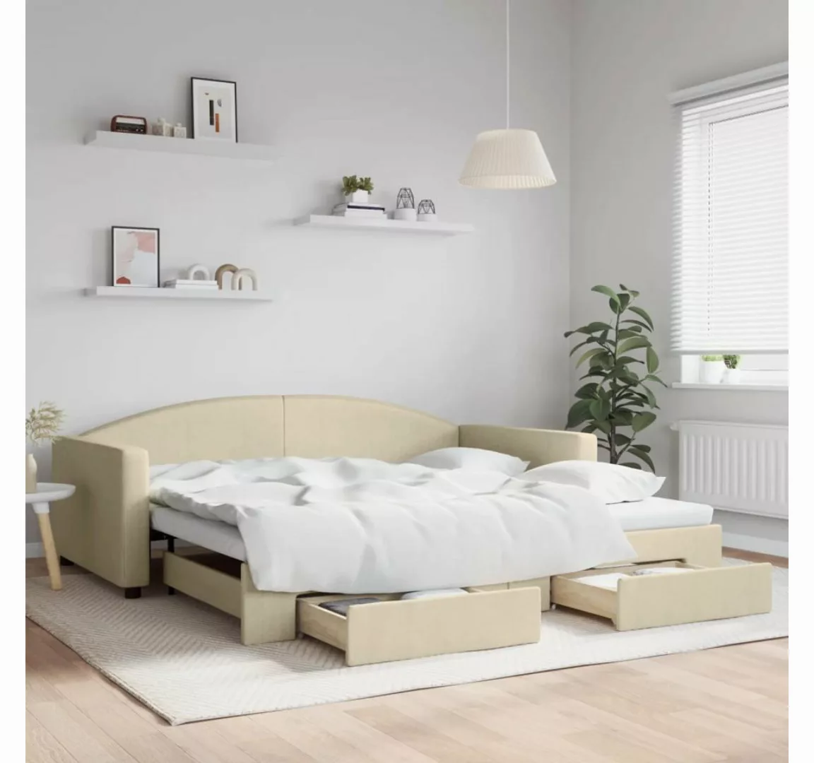 vidaXL Gästebett Gästebett Tagesbett Ausziehbar mit Schubladen Creme 100x20 günstig online kaufen