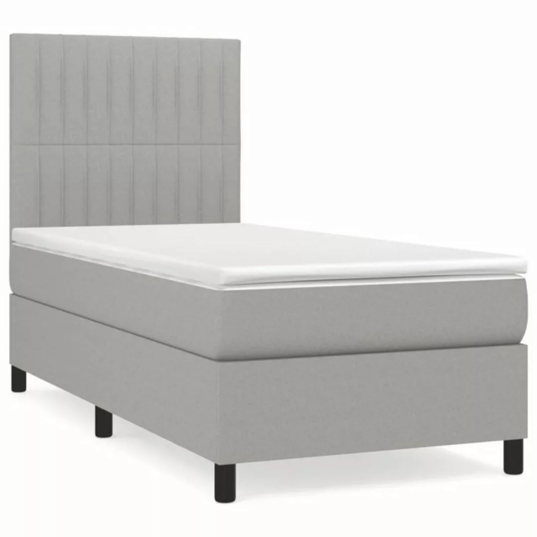 vidaXL Bettgestell Boxspringbett mit Matratze Hellgrau 100x200 cm Stoff Bet günstig online kaufen